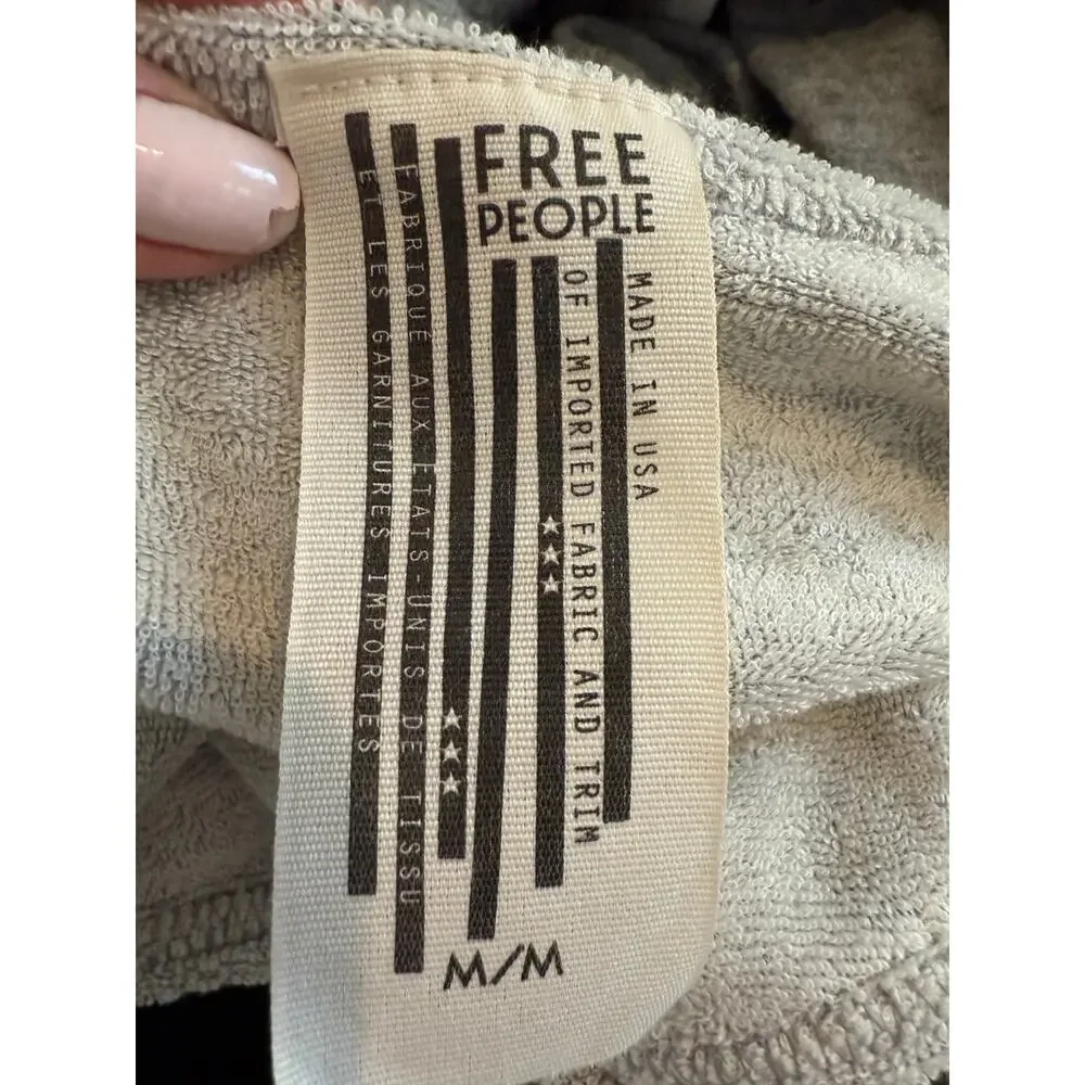 Free People Terry Cloth Babydoll Flounce Hem Mini Dress Gray M